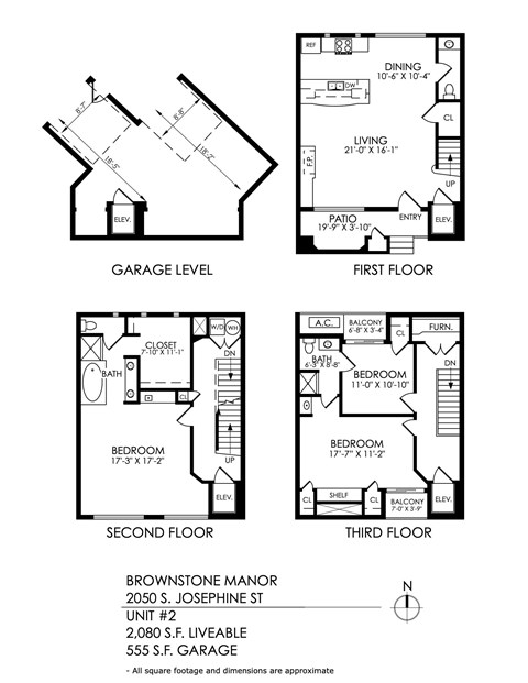 Floor plan for 3 beds, 2.5 baths, 2080 sqft